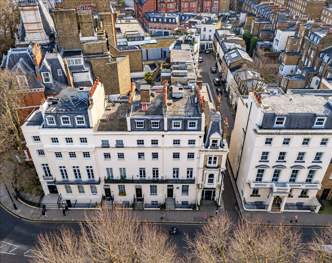 A Belgravia terrace from above, the kind of prime London site families often already own