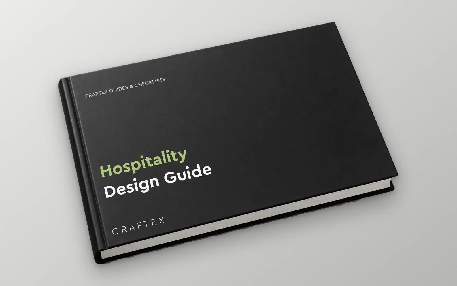 Black hardback cover of the Craftex Guide to Hospitality Design