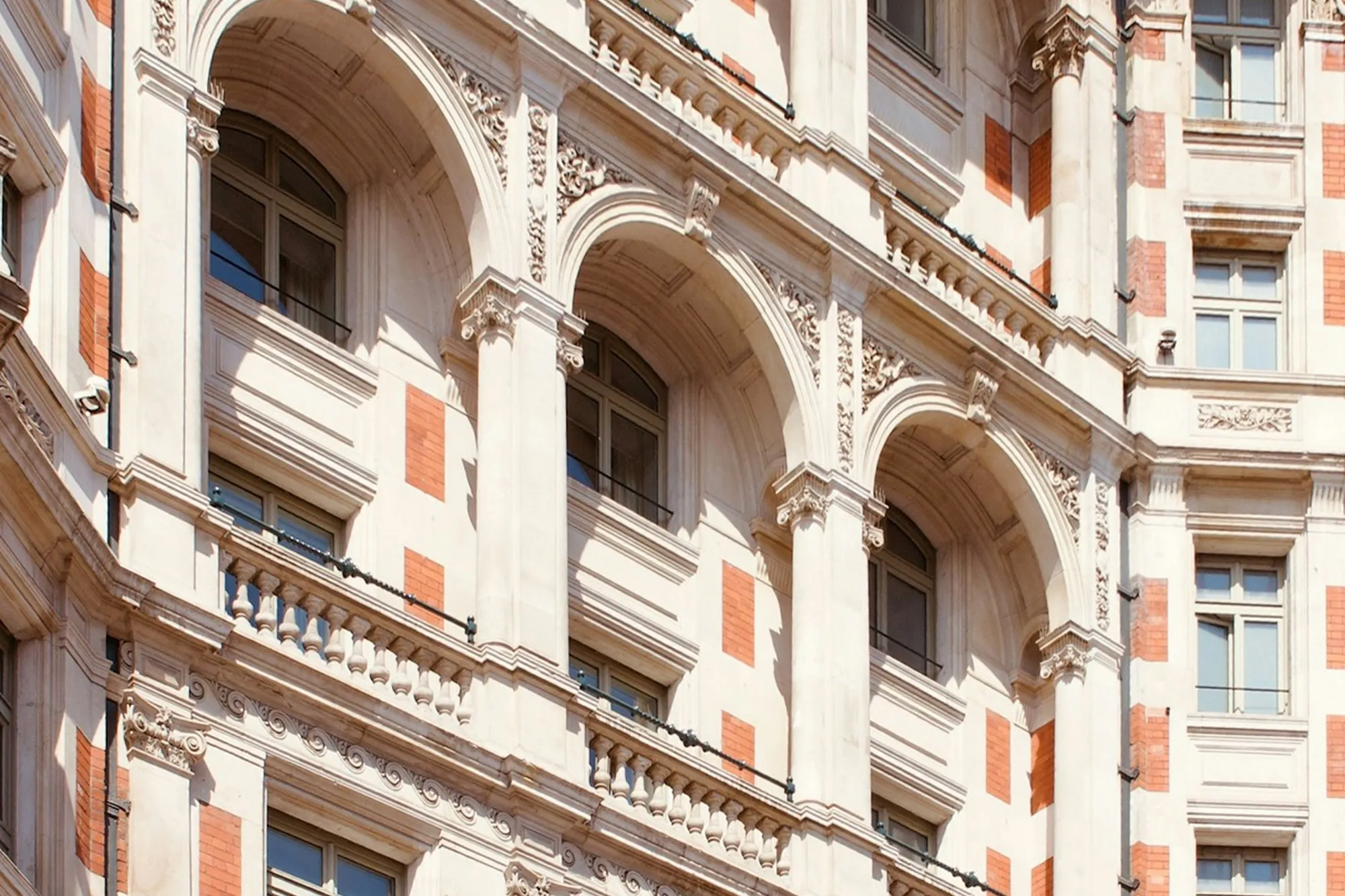 White stucco London townhouse hotel facade