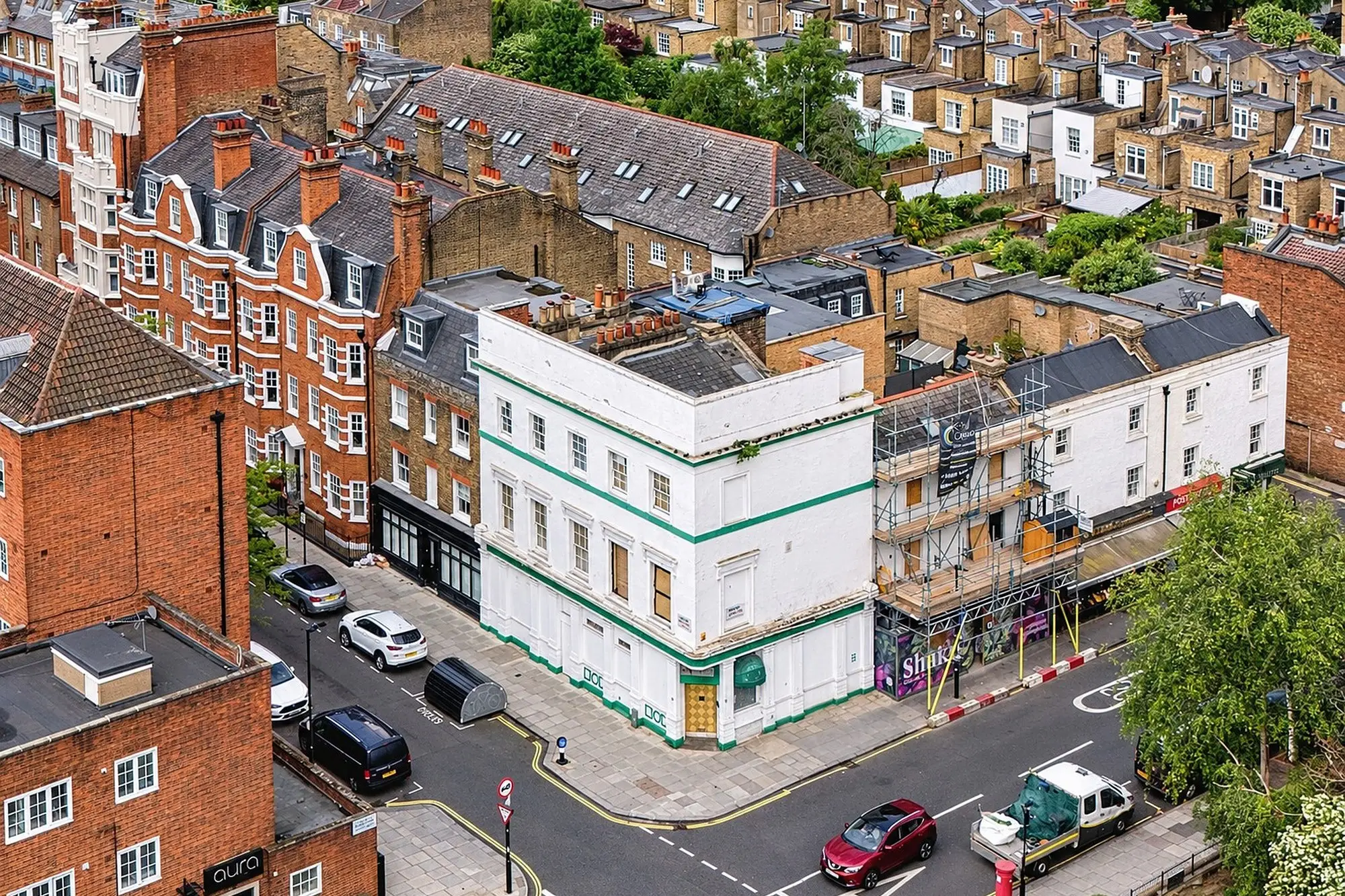 Aerial view of a Craftex conversion project on a London street corner