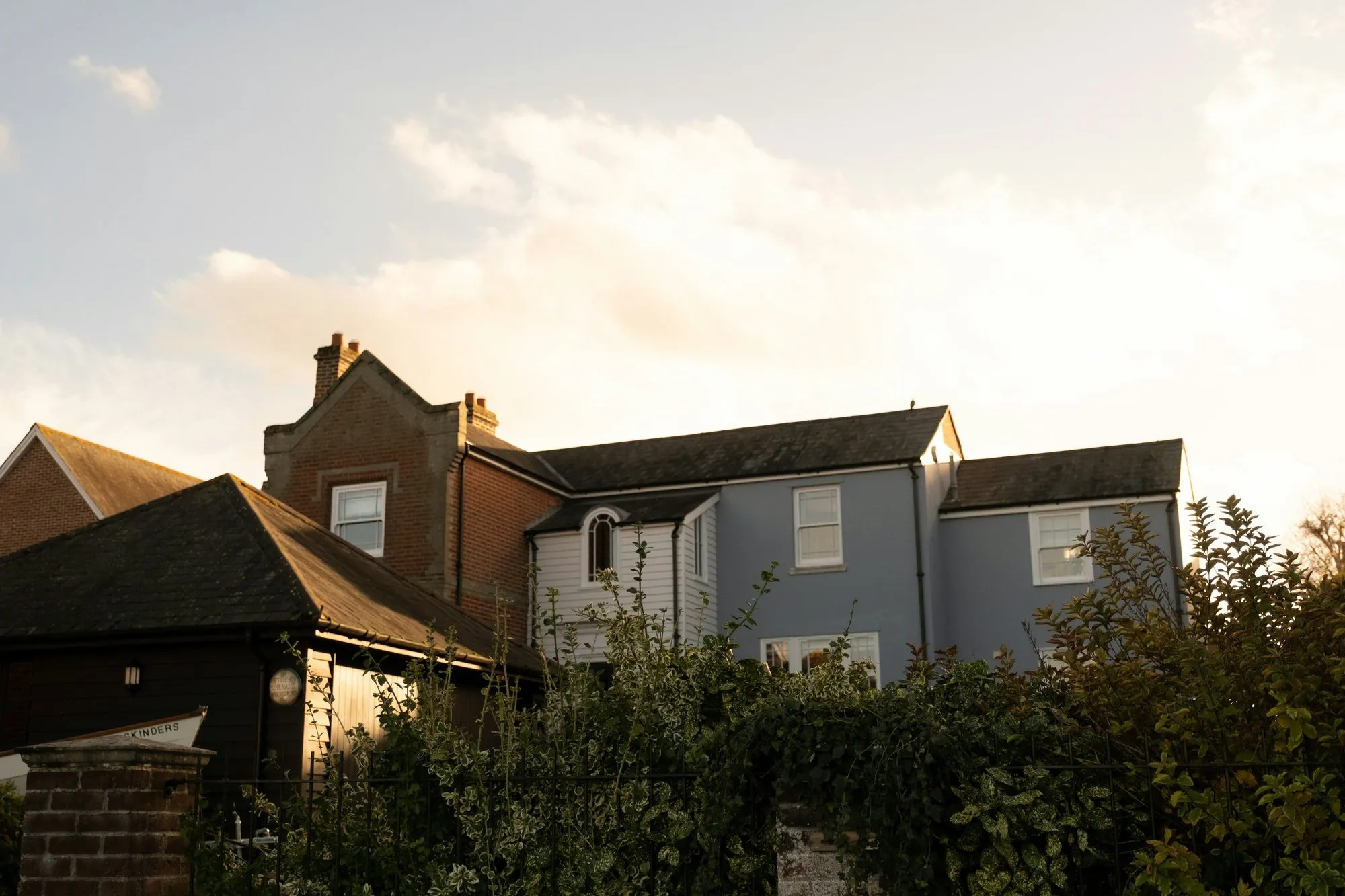 Detached London houses at sunset