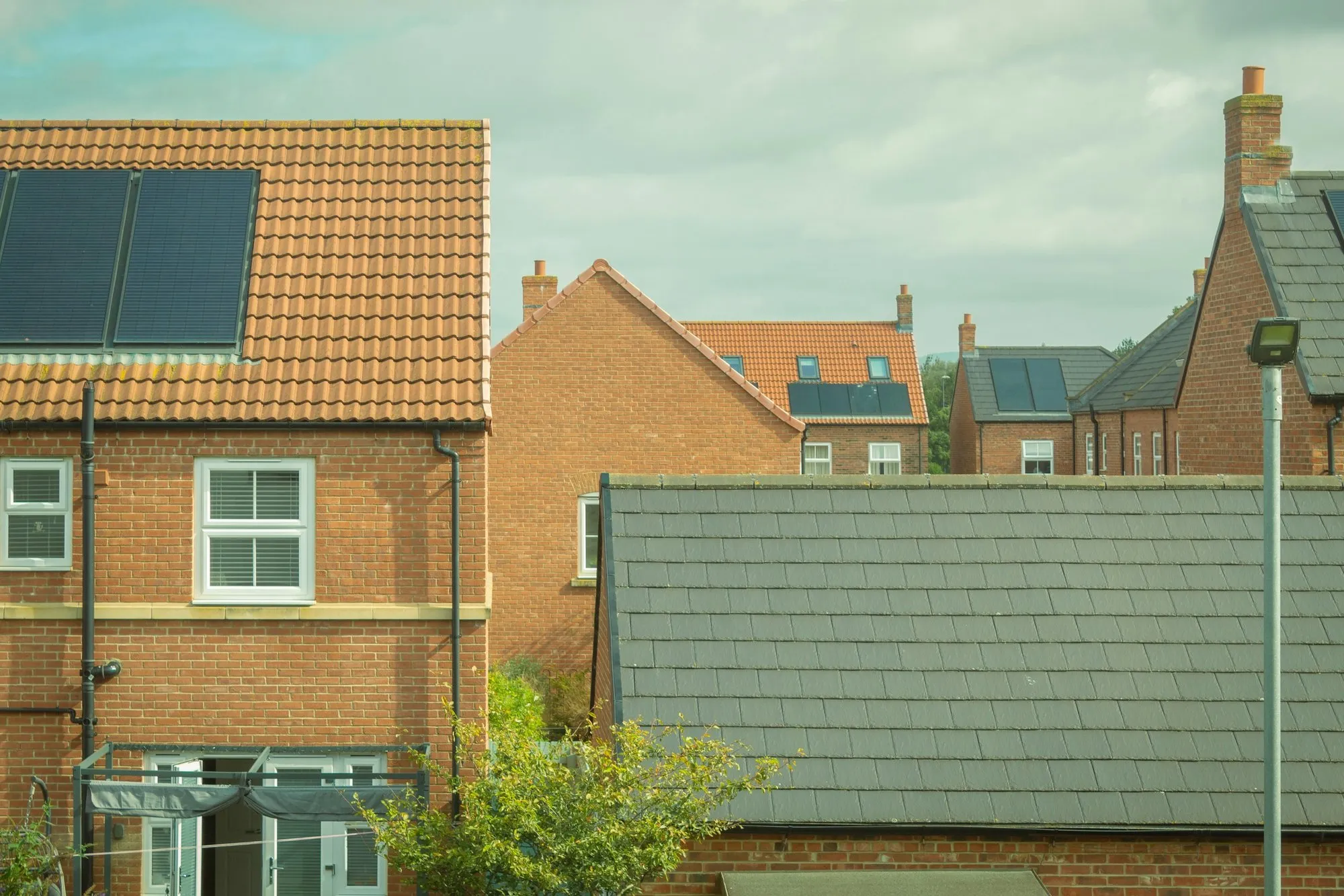 UK houses with solar panels on their roofs