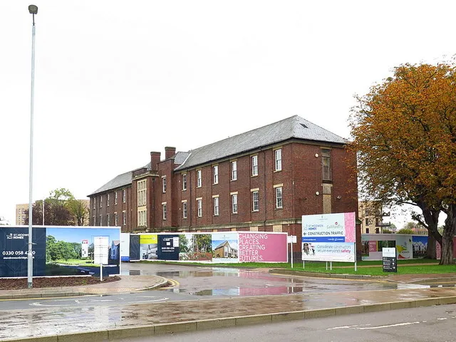 A former barrack block being redeveloped, 2019