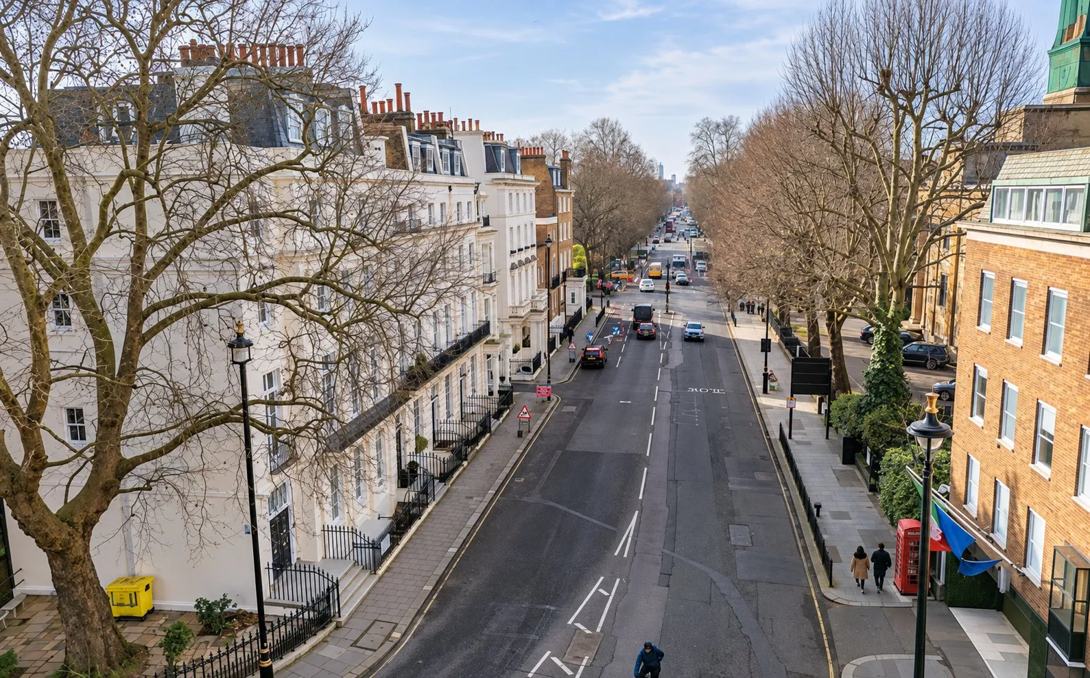 White stucco terraces on a Belgravia street