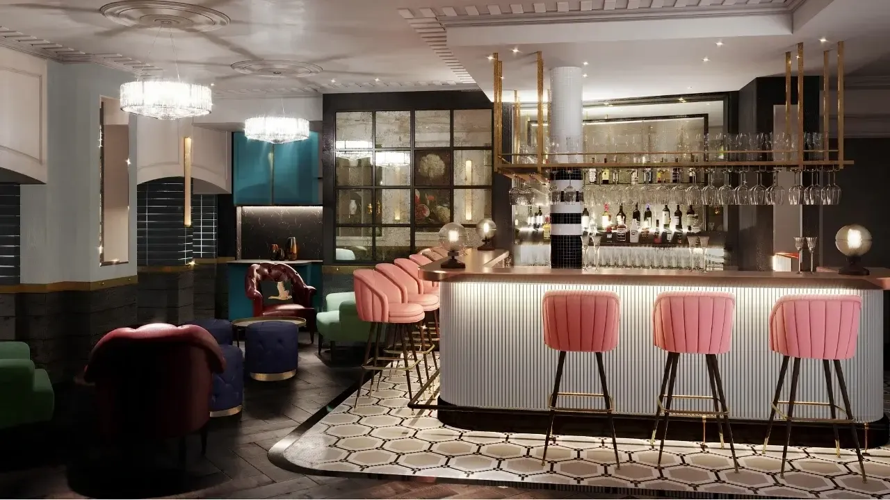 Sloane Place boutique hotel bedroom, Chelsea (design visualisation)