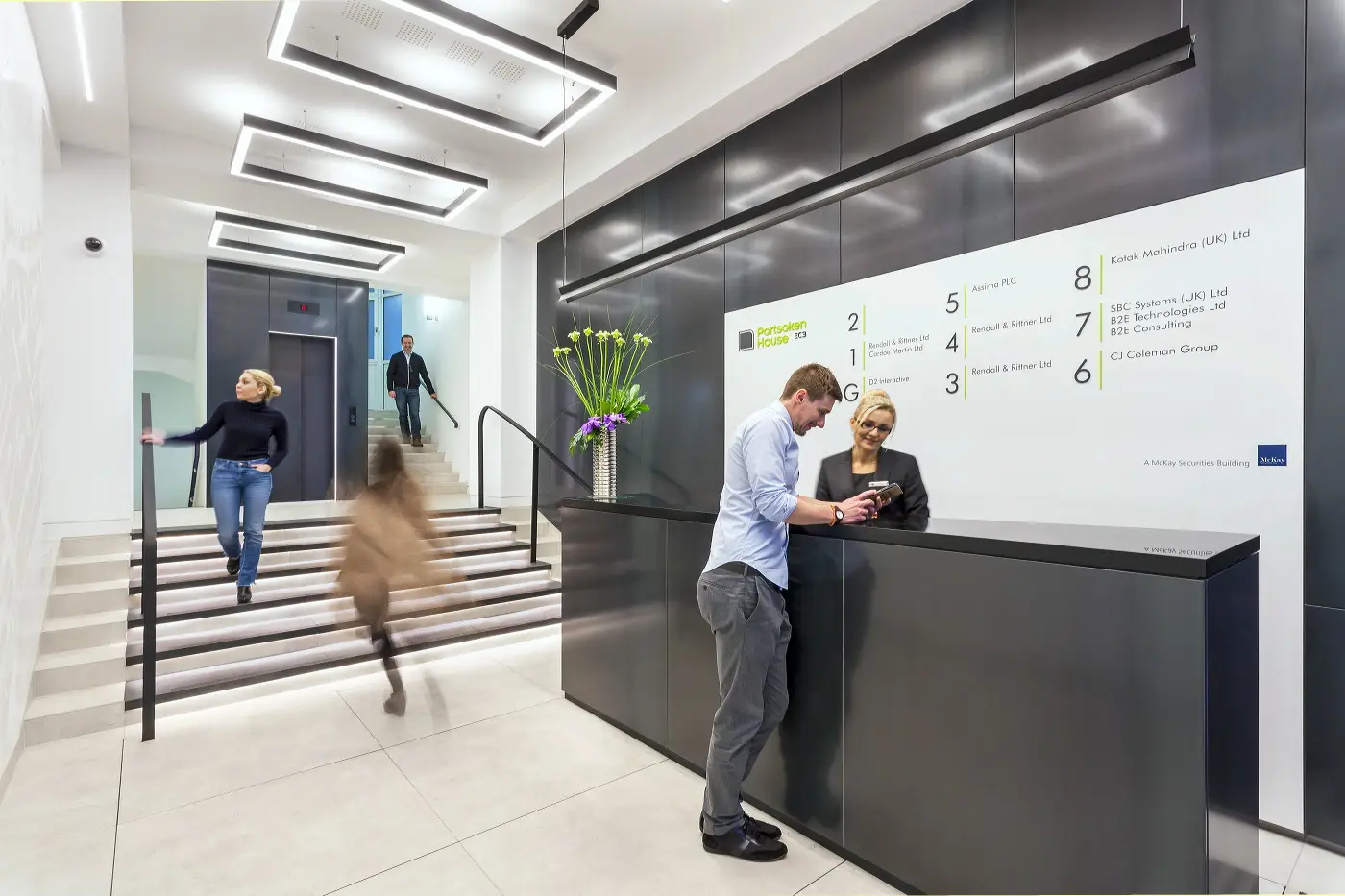 Portsoken House reception in Aldgate, rebuilt overnight and at weekends while the building's tenants kept working