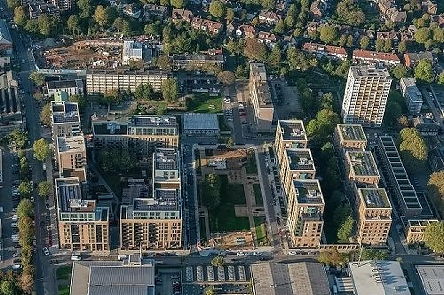 Aerial view of new homes at Acton Gardens, London