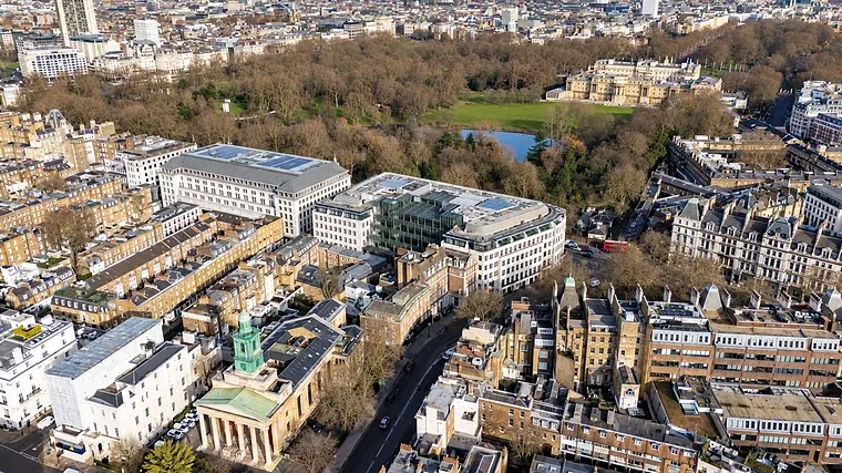 Prime central London from above, Belgravia towards Green Park